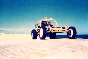 Tom driving his dune buggy in Cabo San Lucas Baja, Mexico, 1990's