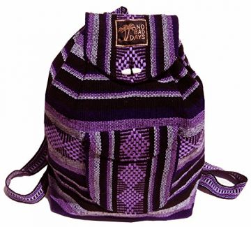 NO BAD DAYS ® Baja Backpack Ethnic Woven Mexican Bag - Lavender Gray Purple