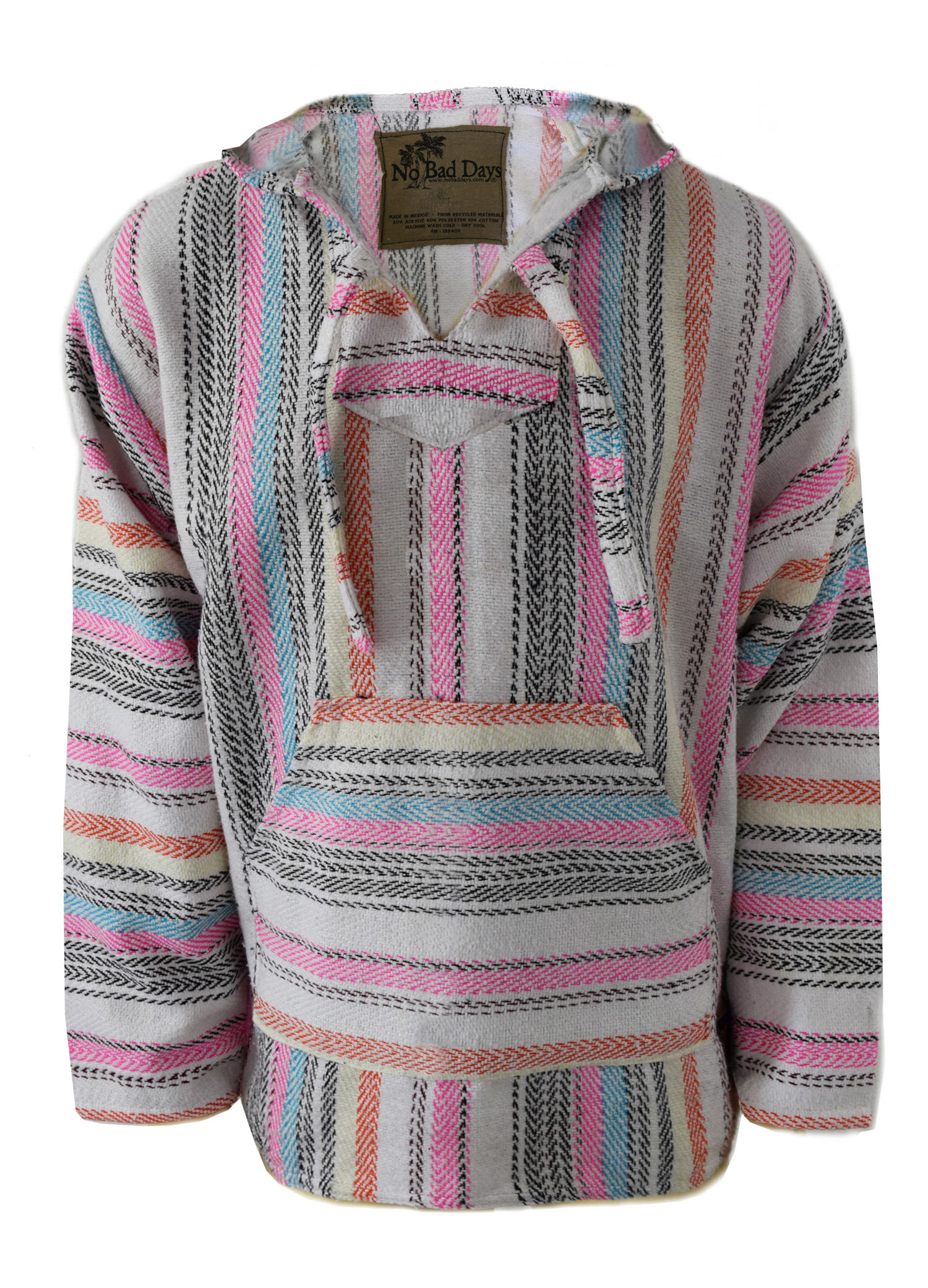 No Bad Days: No Bad Days Baja Hoodie - White Black Blue Pink Orange Yellow  Chevron
