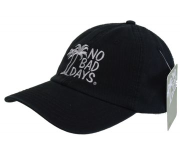 No Bad Days Garment Washed Superior Combed Cotton Twill Six Panel Cap - Black