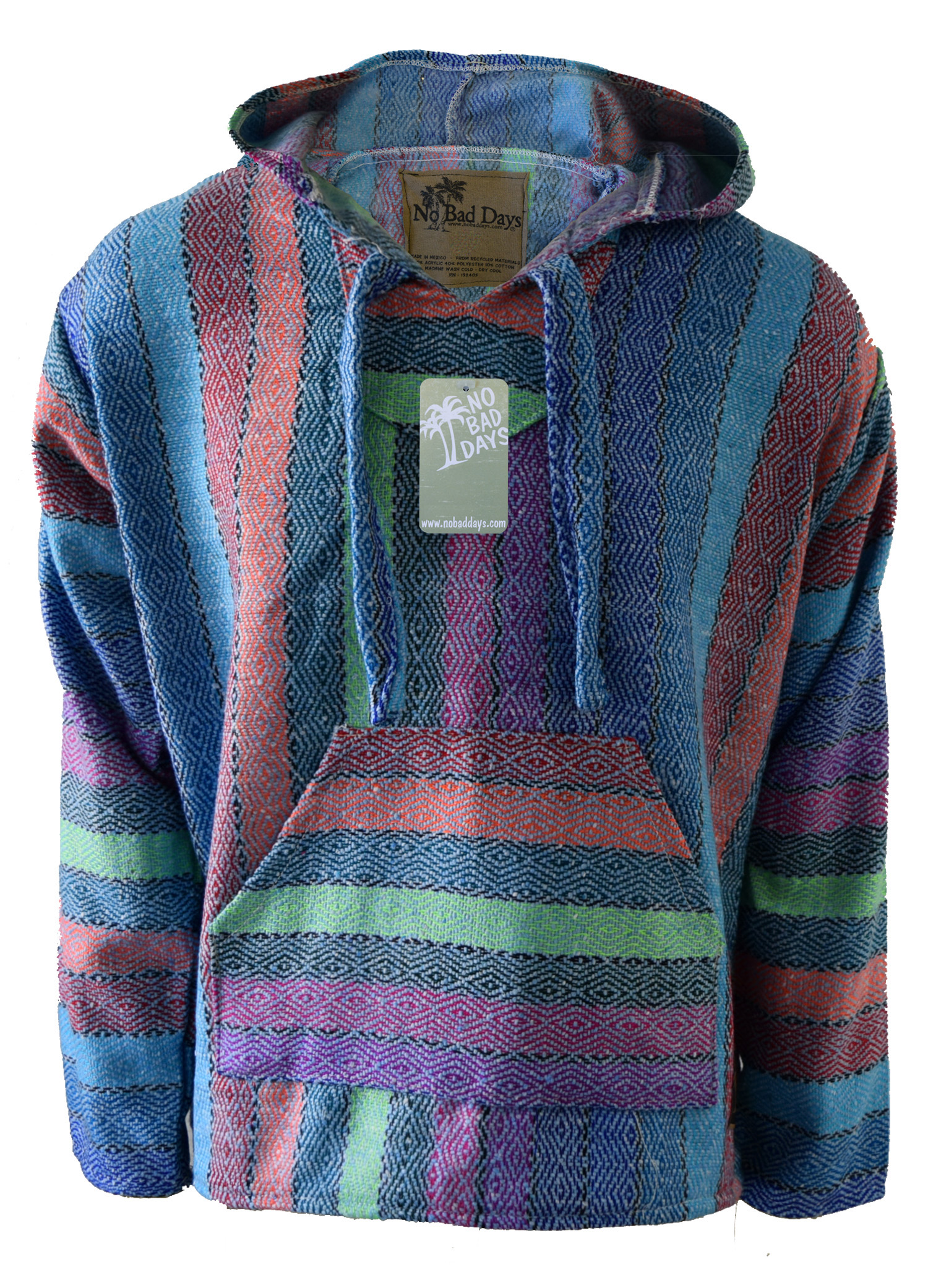 No Bad Days: No Bad Days Baja Hoodie - Blue Rainbow Diamond