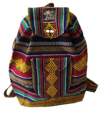 NO BAD DAYS ® Baja Backpack - Yellow Diamond Black Red Blue Green Stripes