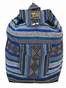 No Bad Days Baja Backpack Ethnic Woven Mexican Bag - MultiColor Blue